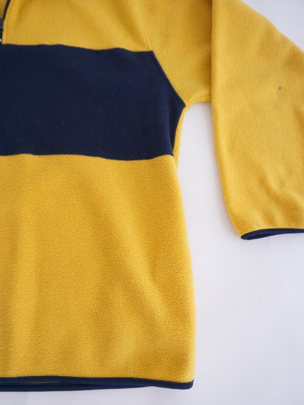 Vintage Court Club Yellow Navy Rugby Stripe Quarter Zip Fleece Pullover M - Picture 5 of 10